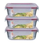 Kit 3 Potes Retangular 4 Travas Marmita Canelado 640ml