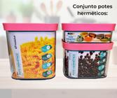 Kit 3 Potes Tampa Hermético Porta Alimentos E Mantimentos