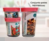 Kit 3 Potes Tampa Hermético Porta Alimentos E Mantimentos