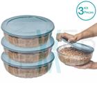 Kit 3 Potes Tigela Saladeira de Vidro com Tampa Plástica Oceani 1,5 litro Vitazza: Para Servir e Organização de Cozinha e Geladeira Opção Sustentável