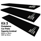 Kit 3 Prateleira MDF Preta 60x15 Suporte Invisível - SHD Soleil Home Decor