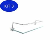 Kit 3 Prateleira Porta Shampoo Proteção Banheiro 410Vt - Grego Metal