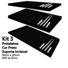 Kit 3 Prateleira Preta Mdf 30x20 Suporte Invisível Decoração - SHD Soleil Home Decor