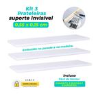 Kit 3 Prateleiras Mdf 55x15 Suporte Invisível Nicho Decoração 15mm Sala Cozinha Banheiro Quarto