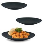 Kit 3 Pratos 25cm Raso em Melamina Preto para Sushi e Porcoes Bestfer