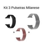 Kit 3 Pulseira Metal Milanese 38mm ate 41mm Para Smart Watch Compativel Com Watch