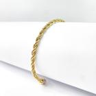 Kit 3 pulseiras cordão bracelete trançado clássica dourada aço inoxidavel