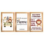 Kit 3 Quadros 20x30 Infantil Safari Personalizado com Nome