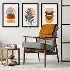 Kit 3 Quadros Abstratos Contemporâneos Boho 24X18Cm - Vidro