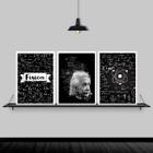 Kit 3 Quadros Albert Einstein Física 33x24cm