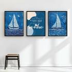 Kit 3 Quadros Arte Nautica Azul - Sonho 45x34cm - com vidro