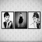 Kit 3 Quadros Audrey Bonequinha De Luxo 33x24cm - com vidro