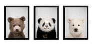 Kit 3 Quadros Decorativos Animais 3 Usos Filhotes