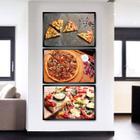 Kit 3 Quadros Decorativos Cozinha Restaurante Pizza Pizzaria Gourmet 60x90cm Com Vidro