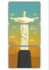 Kit 3 quadros decorativos cristo redentor paisagem turismo