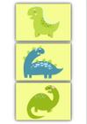 Kit 3 quadros decorativos dino quarto criança dinossauro A4