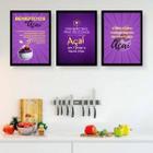 Kit 3 Quadros Decorativos Frases Açaí 24X18Cm - Branca