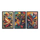 Kit 3 Quadros Decorativos Geometrico Abstrato 2 Madeira Mdf Adesivado