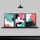 Kit 3 Quadros Decorativos Mickey Abstrato 45x34cm - com vidro