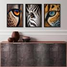 Kit 3 Quadros Decorativos Olhos De Animais 45X34Cm - Vidro