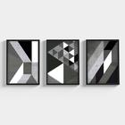 Kit 3 Quadros Decorativos Para Sala Moldura Vidro Geométrico Quarto Abstrato