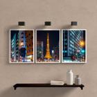 Kit 3 Quadros Decorativos Paris 33x24cm Madeira Branca