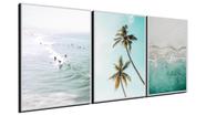 Kit 3 Quadros Decorativos Praia Mar Coqueiro Surf