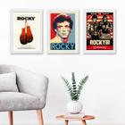 Kit 3 Quadros Decorativos Rocky Balboa Vermelhos 33x24cm