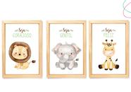 Kit 3 Quadros Decorativos - Safari Baby Aquarela*