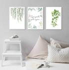 Kit 3 Quadros Decorativos Seja Grato - Plantas 33X24Cm