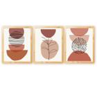 Kit 3 Quadros Decorativos Verde Folhagem Natureza Plantas Boho c/ Moldura Natural 30x40cm