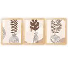 Kit 3 Quadros Decorativos Verde Folhagem Natureza Plantas Boho c/ Moldura Natural 40cm