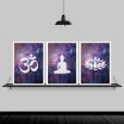 Kit 3 Quadros Decorativos Zen Buda Universo 24X18Cm Branca