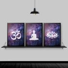 Kit 3 Quadros Decorativos Zen Buda Universo 33X24Cm Branca