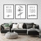 Kit 3 Quadros Fé e Gratidão Girassol 45x34cm - com vidro