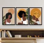 Kit 3 Quadros Feministas Mulheres Negras 45x34cm - com Vidro