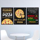 Kit 3 Quadros Frases Pizza 45x34cm - com vidro