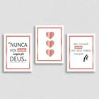 Kit 3 Quadros Frases Questão De Fé 45x34cm