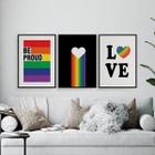 Kit 3 Quadros Gay Be Proud 33x24cm