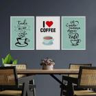 Kit 3 Quadros I Love Coffee 33X24Cm Com Vidro Madeira Preta