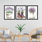 Kit 3 Quadros Jardim - Lavanda 45x34cm - com vidro