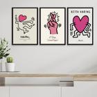 Kit 3 Quadros Keith Haring - Sorte No Amor 33x24cm