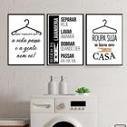 Kit 3 Quadros Lavanderia Roupas Área Serviço Decorativos