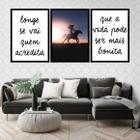 Kit 3 Quadros Longe se Vai - Cavalo 33x24cm - com vidro