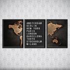 Kit 3 Quadros Mapa Placa De Aeroporto 45x34cm