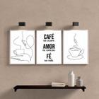 Kit 3 Quadros Minimalistas Café 45x34cm - Vidro