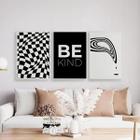 Kit 3 Quadros Optical Art- Be Kind 33X24Cm Branca