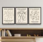 Kit 3 Quadros Picasso 24x18cm - Vidro e Moldura Branca