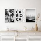 Kit 3 Quadros Rio de Janeiro Preto e Branco 45x34cm - Com Vidro