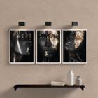 Kit 3 Quadros Sala Mulher Black Gold 45x34cm - Vidro